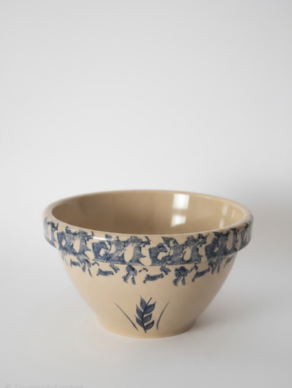 Roseville Pottery Spongewear And Wheat Motif Nesting Mixing Bowls- Set Of 2